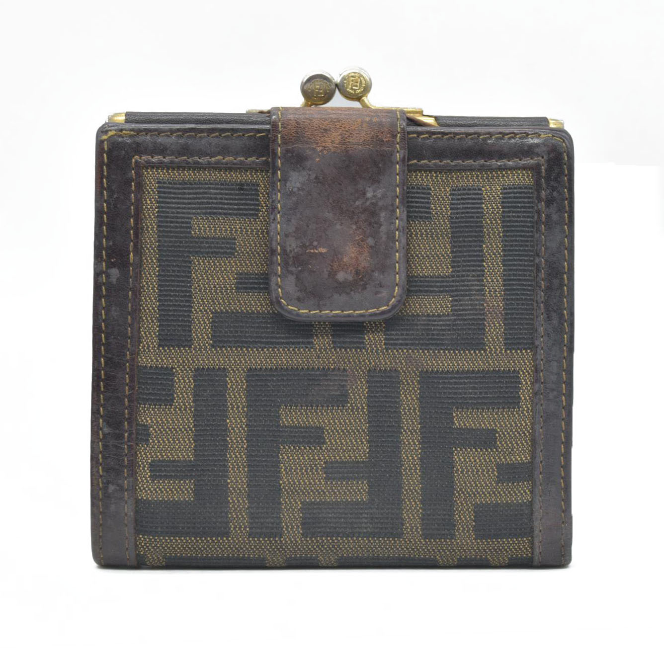 $395 Fendi Vintage Kiss Lock French Wallet