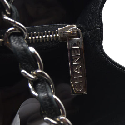 AUCTION $2900 Chanel  Caviar Quilted Grand Shopping Tote GST Black Silver Hardware 2008