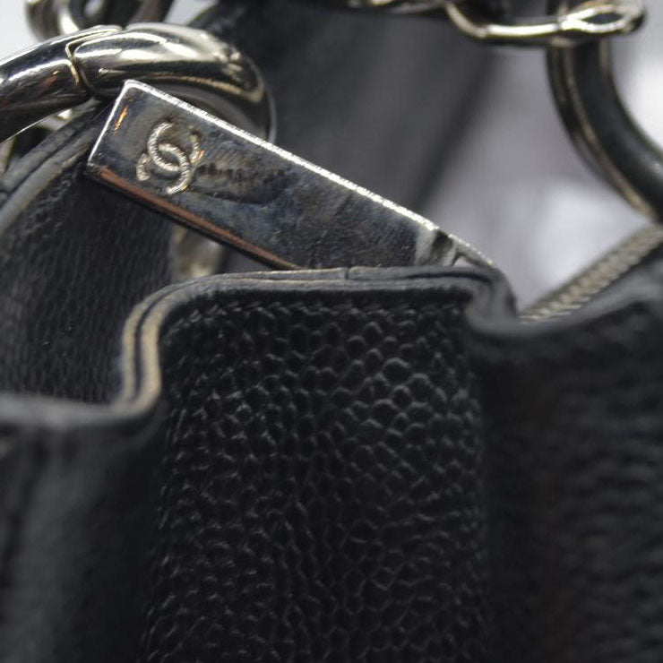 AUCTION $2900 Chanel  Caviar Quilted Grand Shopping Tote GST Black Silver Hardware 2008