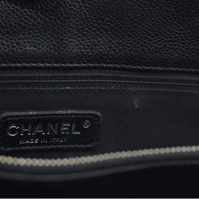 AUCTION $2900 Chanel  Caviar Quilted Grand Shopping Tote GST Black Silver Hardware 2008