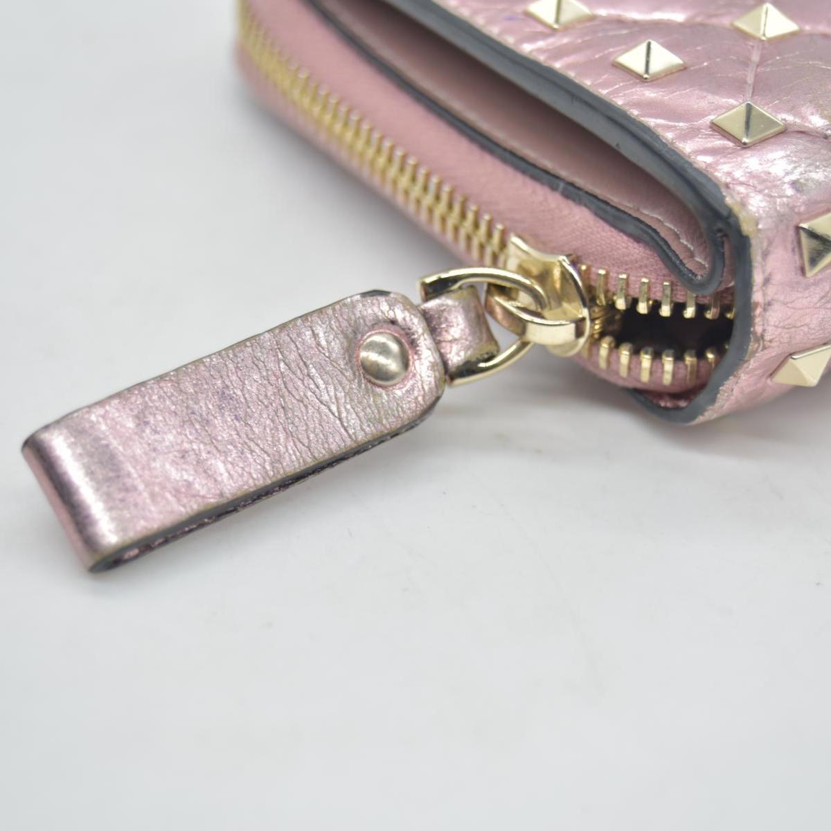 VALENTINO Garavani Rock Studs Leather Bifold Wallet Pink