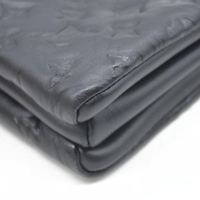 $4950 LOUIS VUITTON  Lambskin Embossed Monogram Coussin PM Black