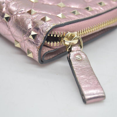 VALENTINO Garavani Rock Studs Leather Bifold Wallet Pink