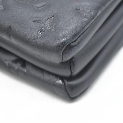 $4950 LOUIS VUITTON  Lambskin Embossed Monogram Coussin PM Black