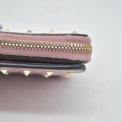 VALENTINO Garavani Rock Studs Leather Bifold Wallet Pink