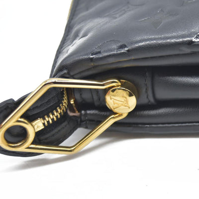 $4950 LOUIS VUITTON  Lambskin Embossed Monogram Coussin PM Black