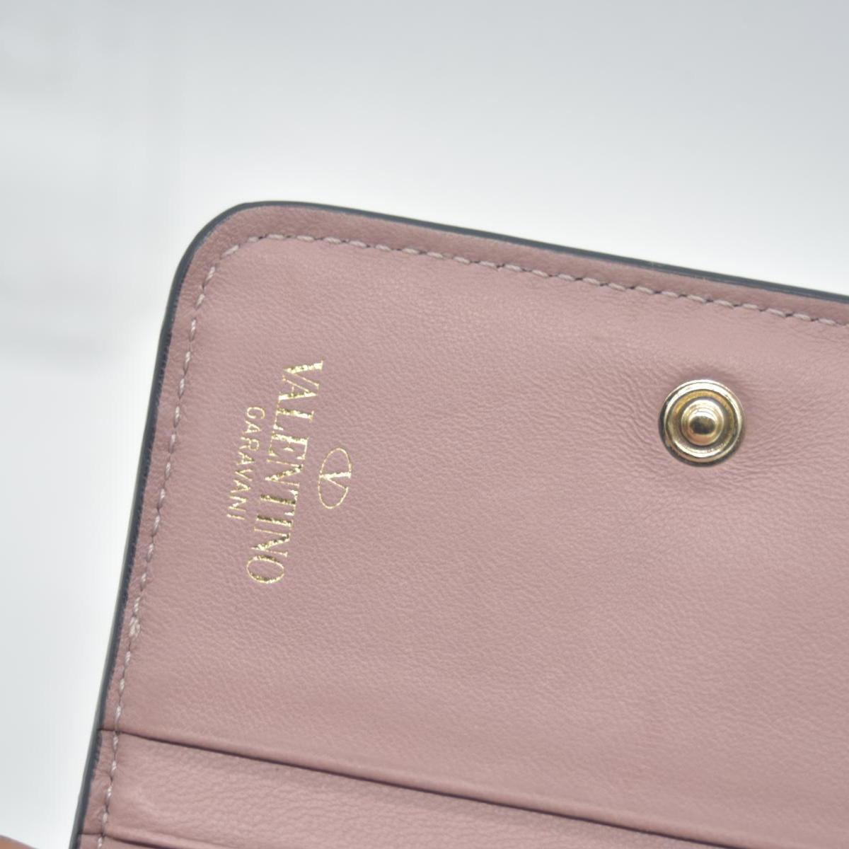 VALENTINO Garavani Rock Studs Leather Bifold Wallet Pink