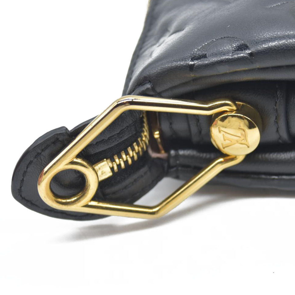 $4950 LOUIS VUITTON  Lambskin Embossed Monogram Coussin PM Black
