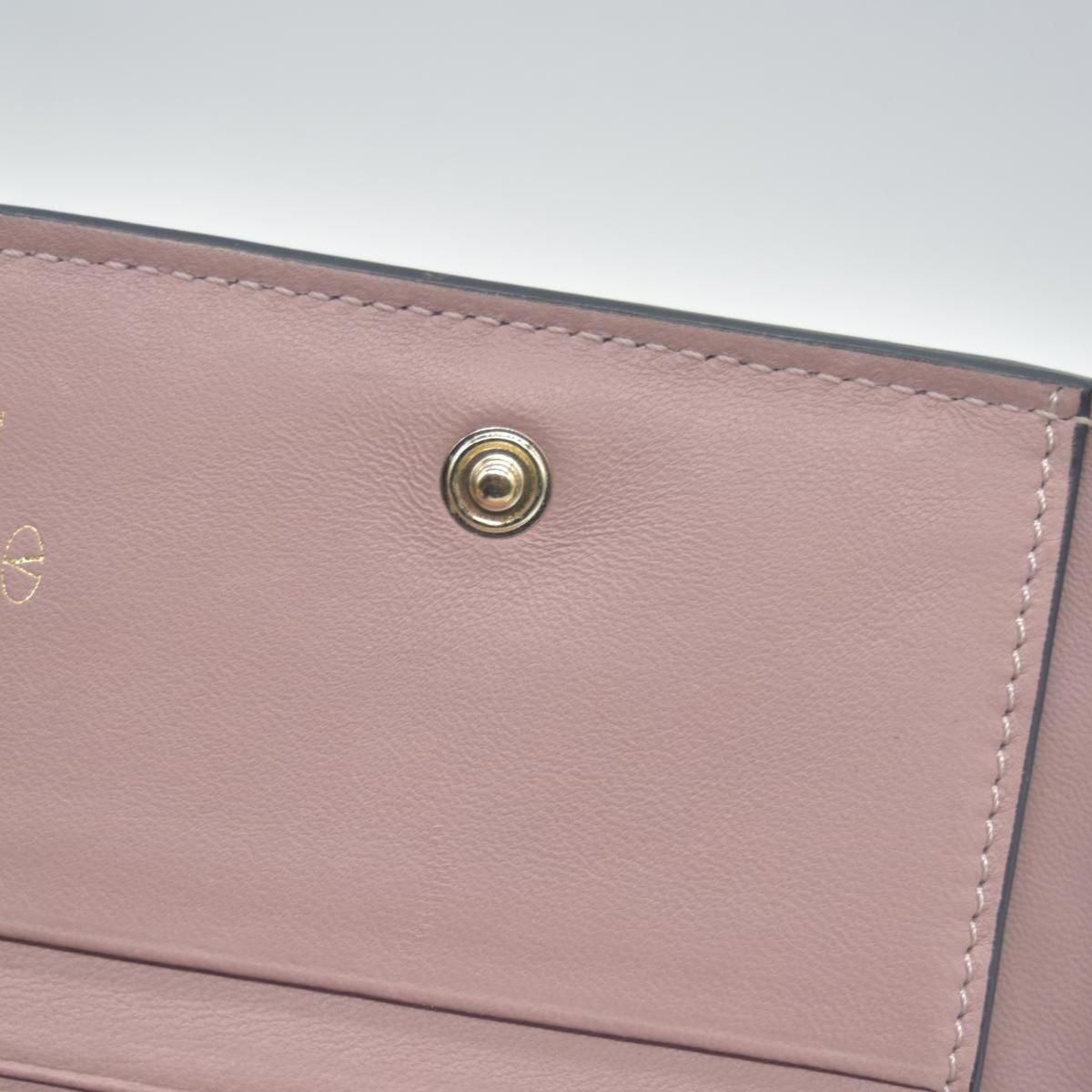 VALENTINO Garavani Rock Studs Leather Bifold Wallet Pink