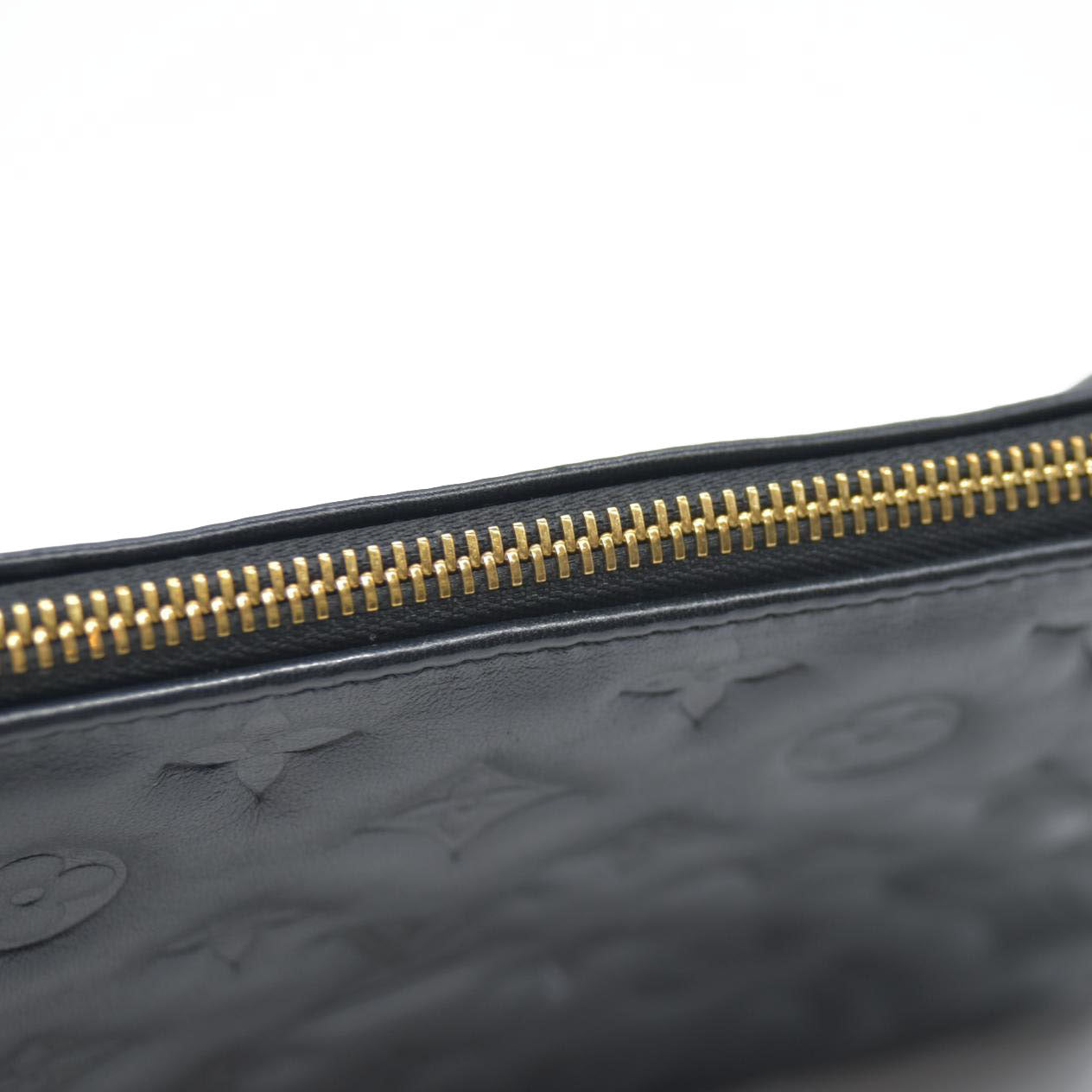 $4950 LOUIS VUITTON  Lambskin Embossed Monogram Coussin PM Black