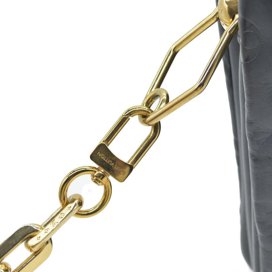 $4950 LOUIS VUITTON  Lambskin Embossed Monogram Coussin PM Black