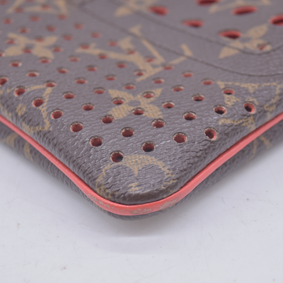 $530 Louis Vuitton Monogram Perforated Pochette Plat Orange