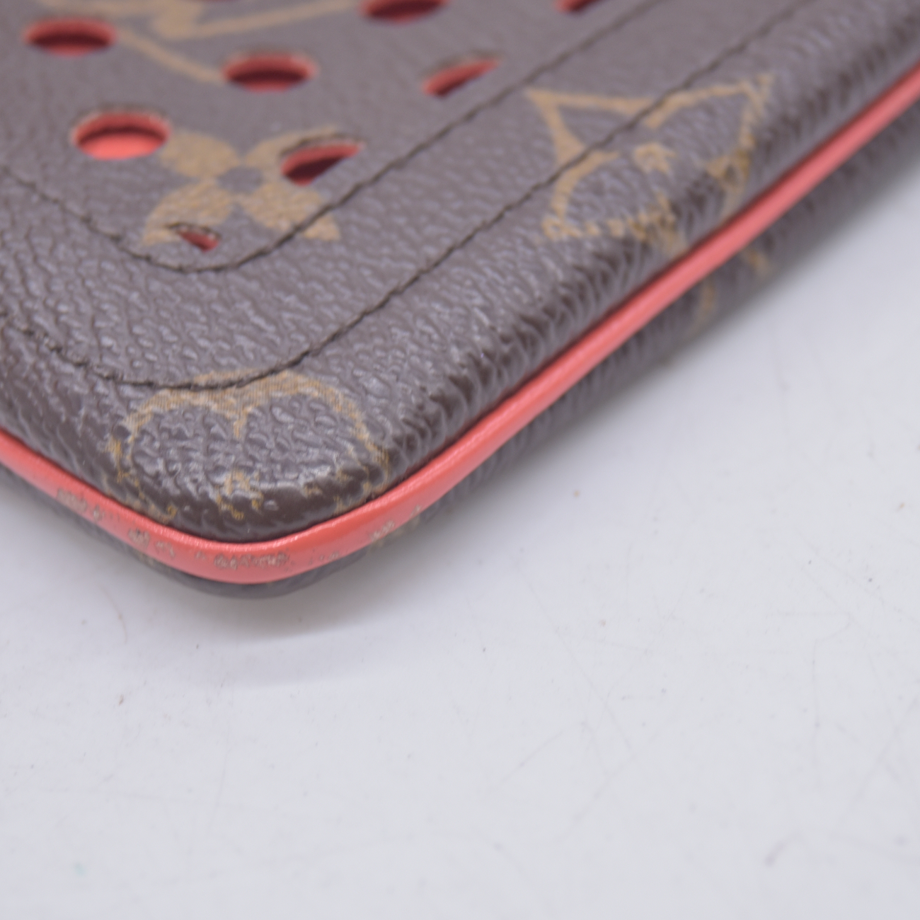 $530 Louis Vuitton Monogram Perforated Pochette Plat Orange