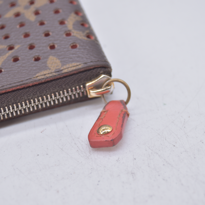 $530 Louis Vuitton Monogram Perforated Pochette Plat Orange