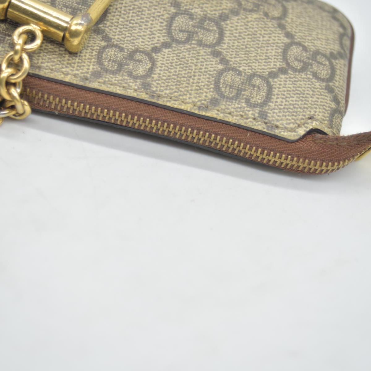 GUCCI GG Supreme PVC Coin Purse Wallet Beige
