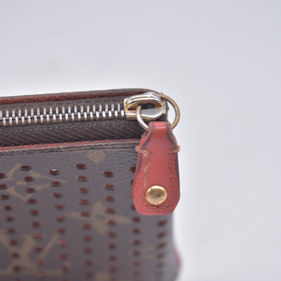 $530 Louis Vuitton Monogram Perforated Pochette Plat Orange