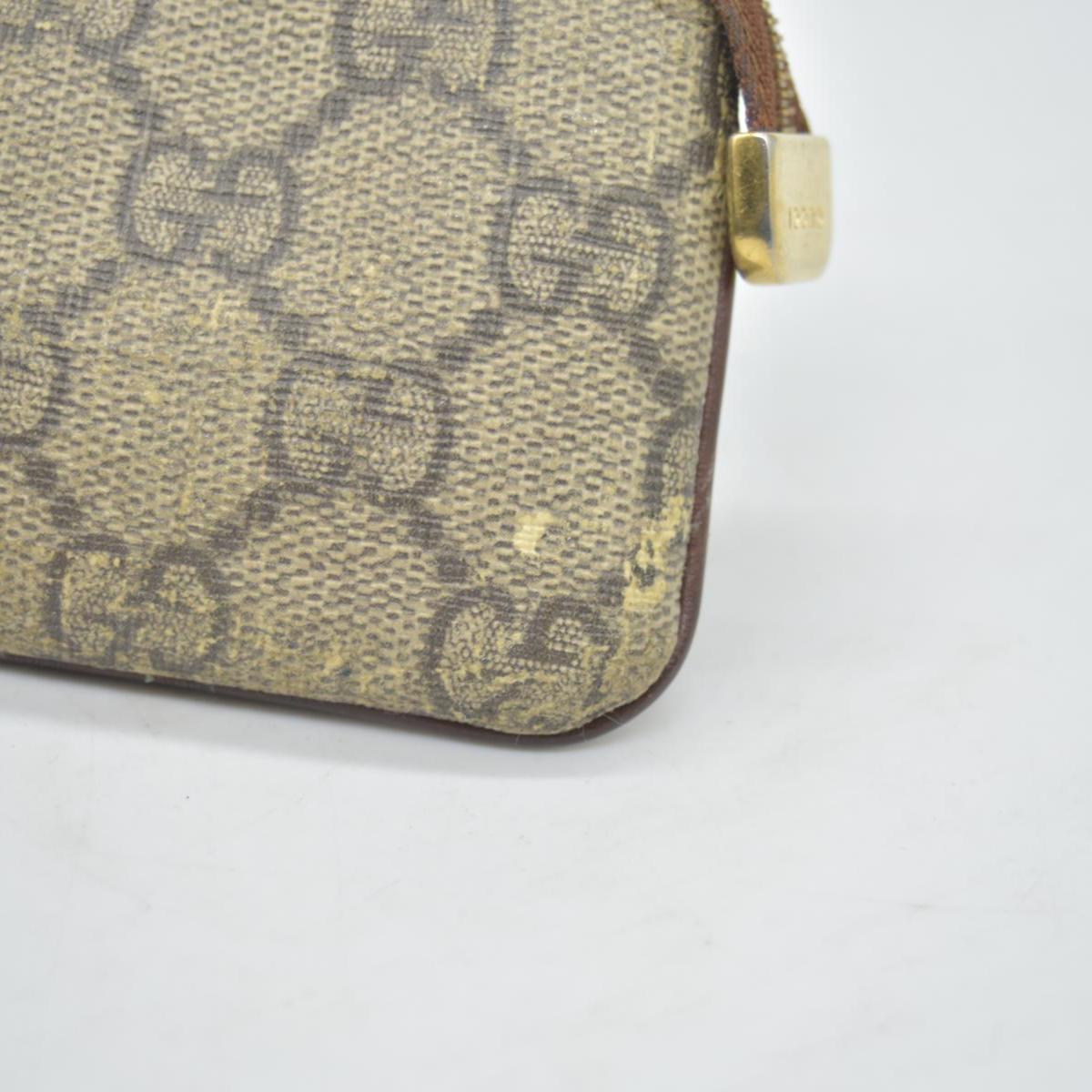 GUCCI GG Supreme PVC Coin Purse Wallet Beige