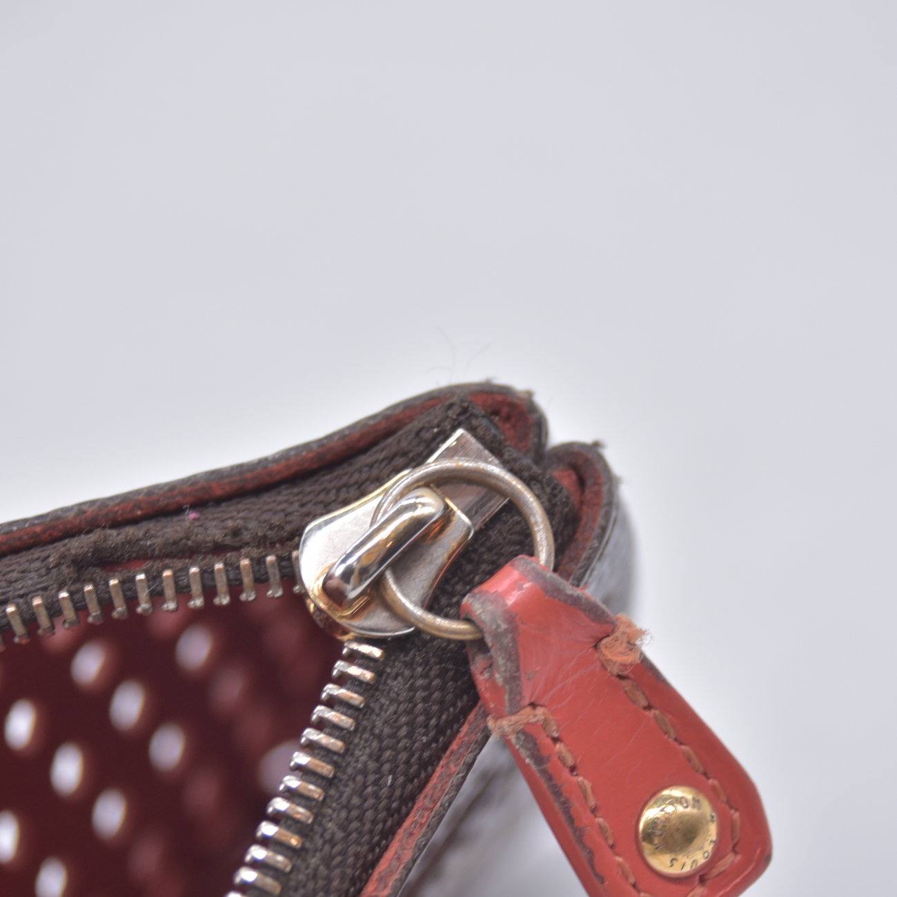 $530 Louis Vuitton Monogram Perforated Pochette Plat Orange