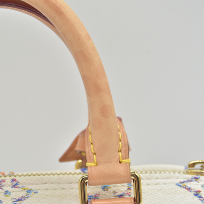 $2570 Louis Vuitton RFID Monogram Jacquard Fabric Speedy Bandouliere 20 Multicolor Beige