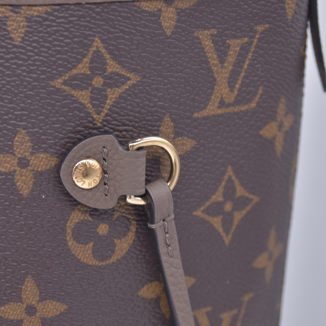 $3200 RFID Louis Vuitton Monogram Calfskin Neo Neverfull Inside Out MM Dark Fango Taupe
