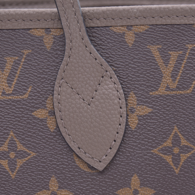 $3200 RFID Louis Vuitton Monogram Calfskin Neo Neverfull Inside Out MM Dark Fango Taupe