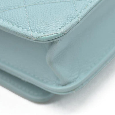 $3100 Chanel Caviar Quilted CC Filigree Wallet On Chain WOC Blue