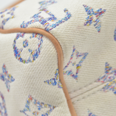 $2570 Louis Vuitton RFID Monogram Jacquard Fabric Speedy Bandouliere 20 Multicolor Beige