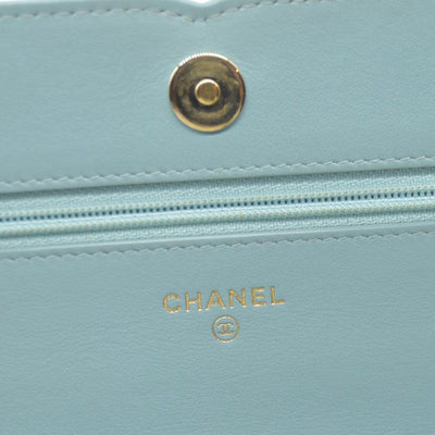 $3100 Chanel Caviar Quilted CC Filigree Wallet On Chain WOC Blue