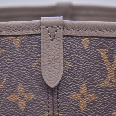 $3200 RFID Louis Vuitton Monogram Calfskin Neo Neverfull Inside Out MM Dark Fango Taupe