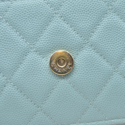 $3100 Chanel Caviar Quilted CC Filigree Wallet On Chain WOC Blue
