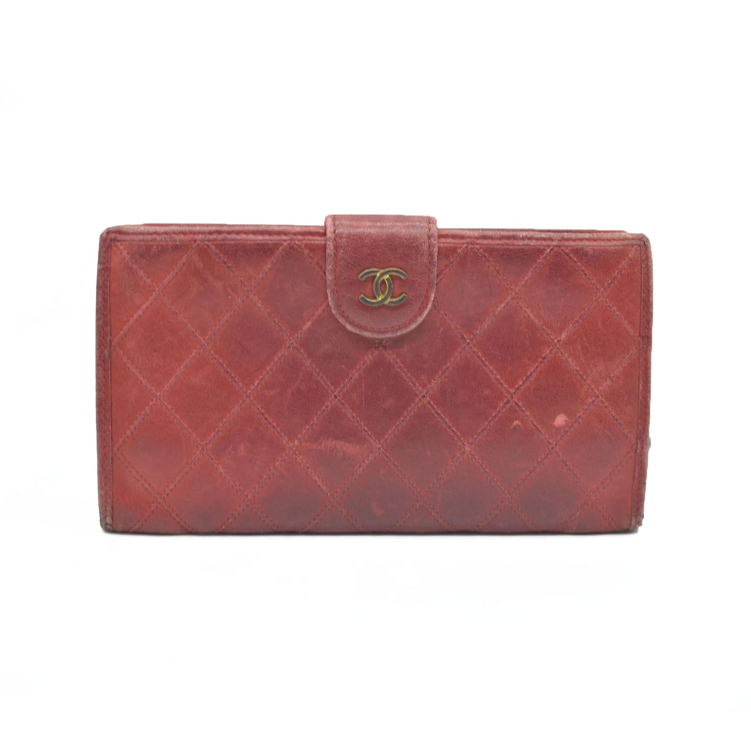 Chanel Chanel Red Lambskin Bicolore Wallet