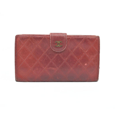 Chanel Chanel Red Lambskin Bicolore Wallet