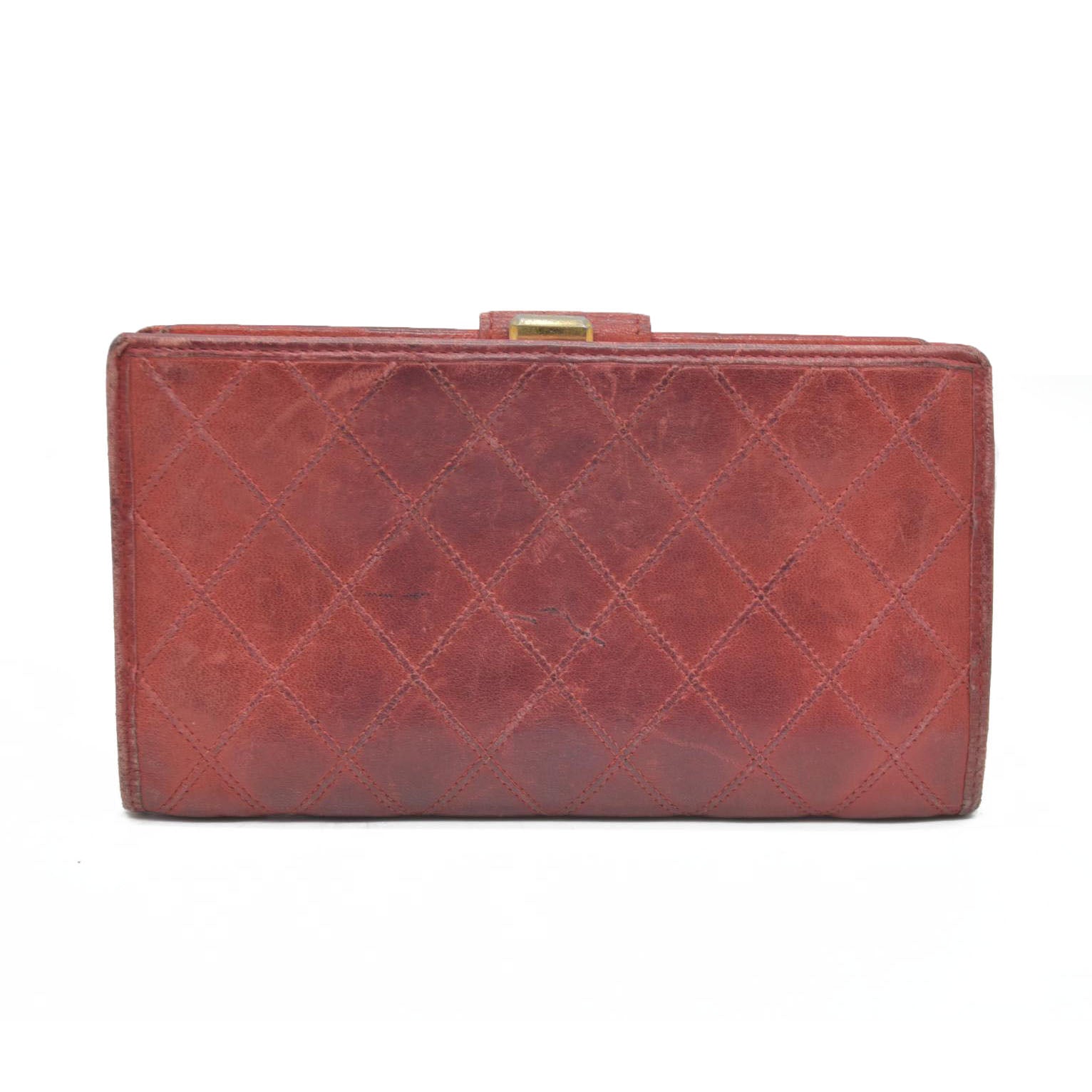 Chanel Chanel Red Lambskin Bicolore Wallet