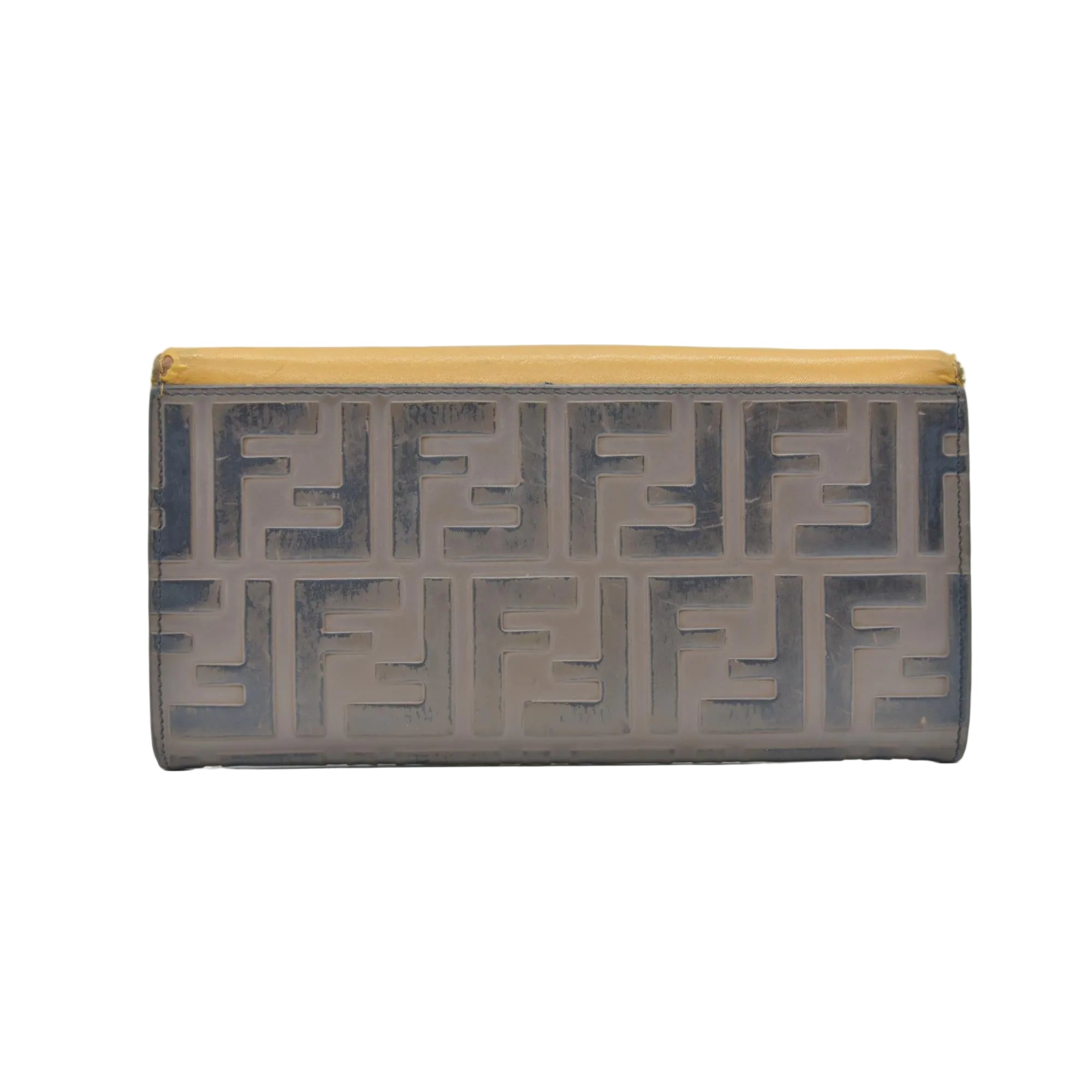 FENDI Zucca Leather Long Bifold Wallet Yellow