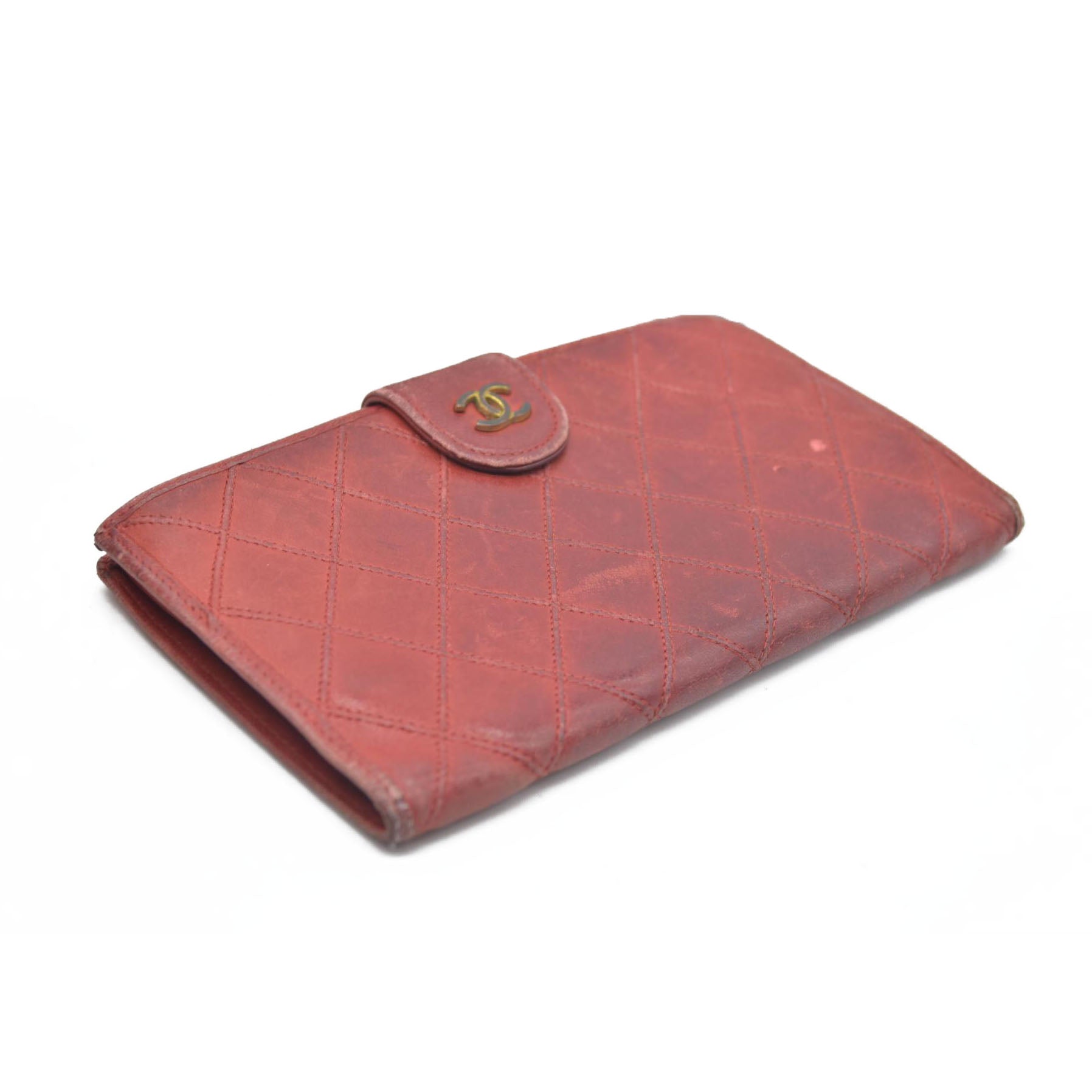 Chanel Chanel Red Lambskin Bicolore Wallet