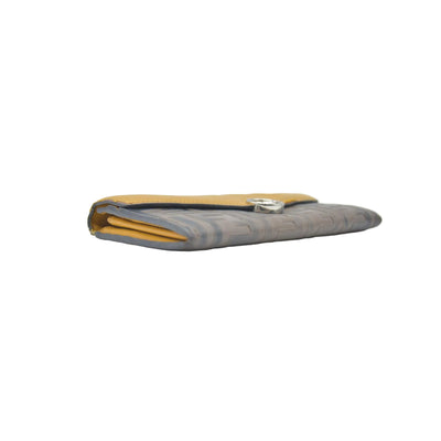 FENDI Zucca Leather Long Bifold Wallet Yellow