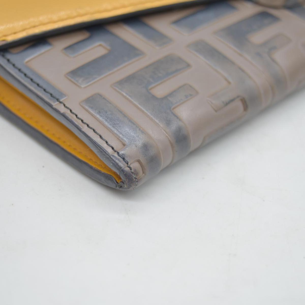FENDI Zucca Leather Long Bifold Wallet Yellow