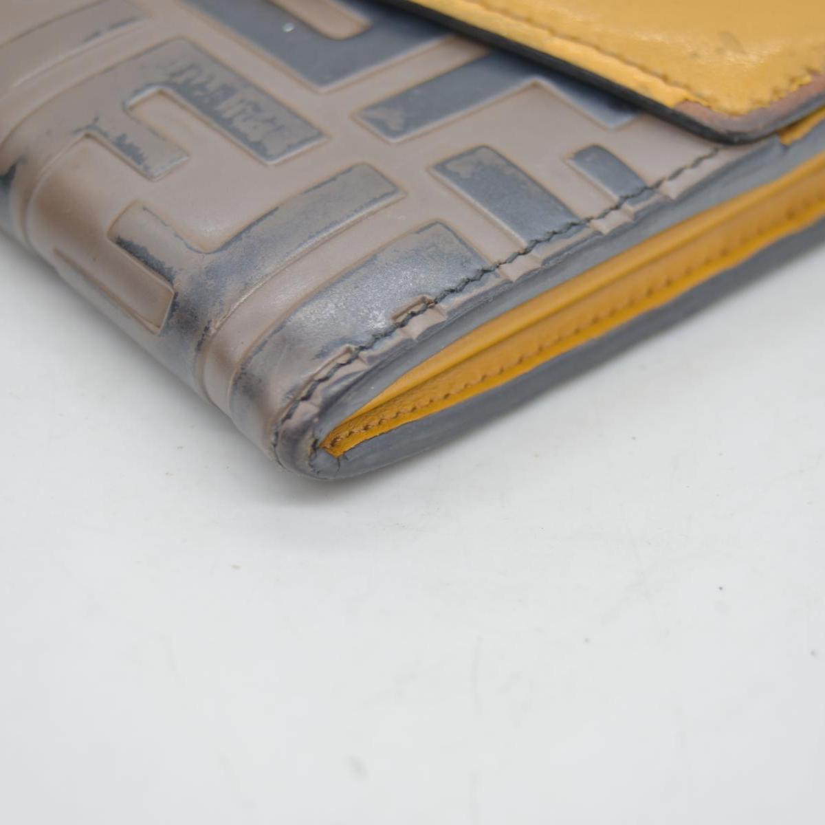 FENDI Zucca Leather Long Bifold Wallet Yellow
