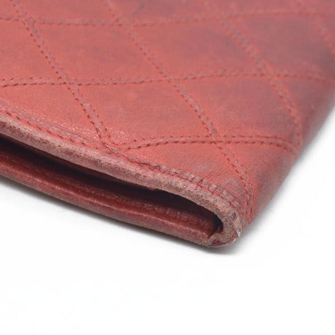 Chanel Chanel Red Lambskin Bicolore Wallet