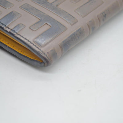 FENDI Zucca Leather Long Bifold Wallet Yellow