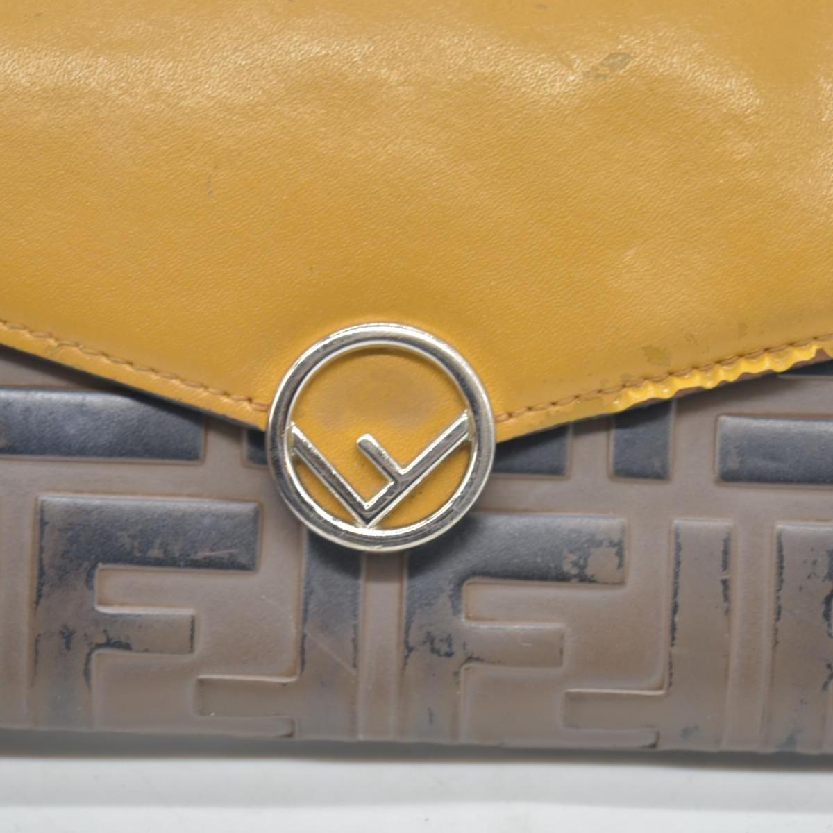 FENDI Zucca Leather Long Bifold Wallet Yellow