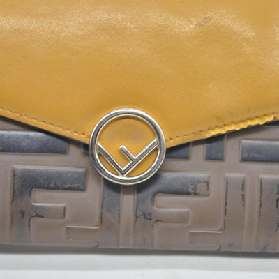 FENDI Zucca Leather Long Bifold Wallet Yellow