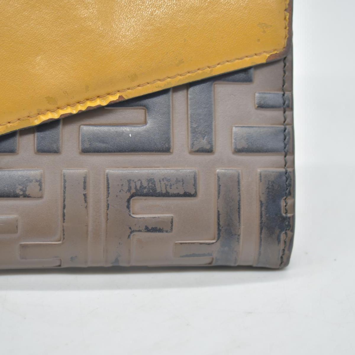 FENDI Zucca Leather Long Bifold Wallet Yellow
