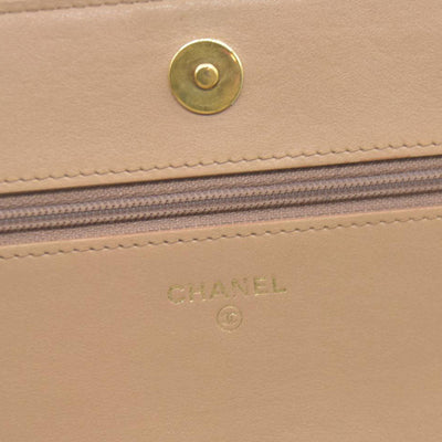 $3575 Chanel Caviar Quilted Boy Wallet On Chain WOC Dark Beige