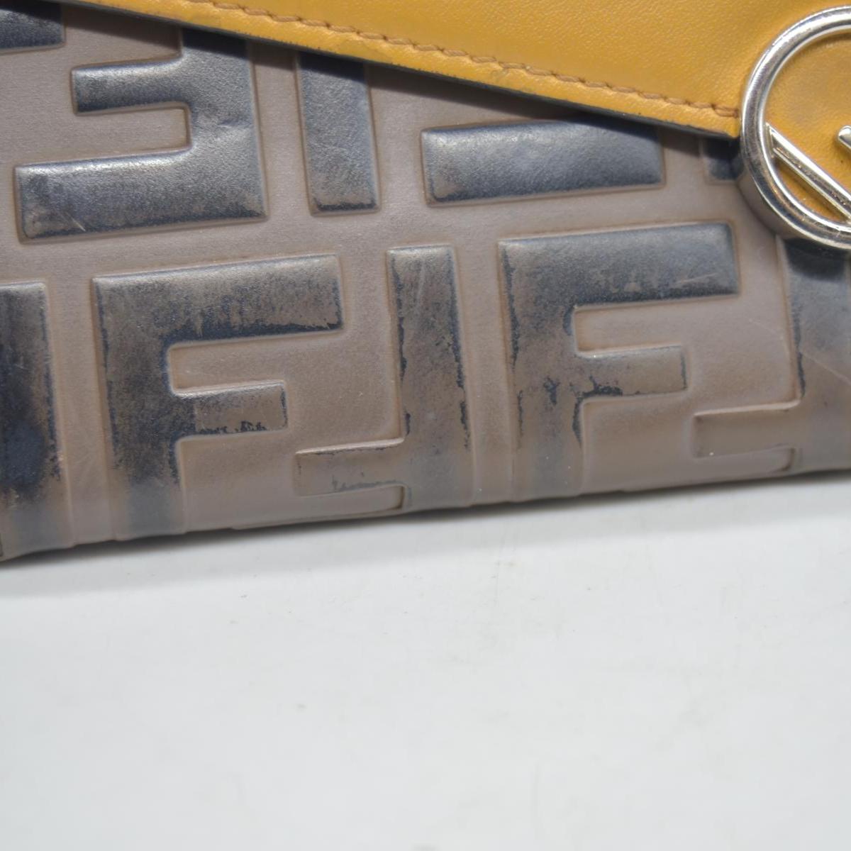 FENDI Zucca Leather Long Bifold Wallet Yellow
