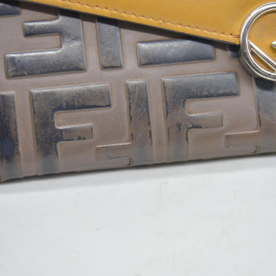FENDI Zucca Leather Long Bifold Wallet Yellow
