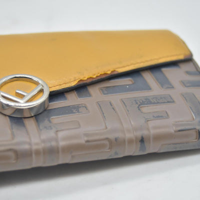 FENDI Zucca Leather Long Bifold Wallet Yellow