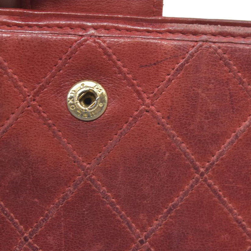 Chanel Chanel Red Lambskin Bicolore Wallet
