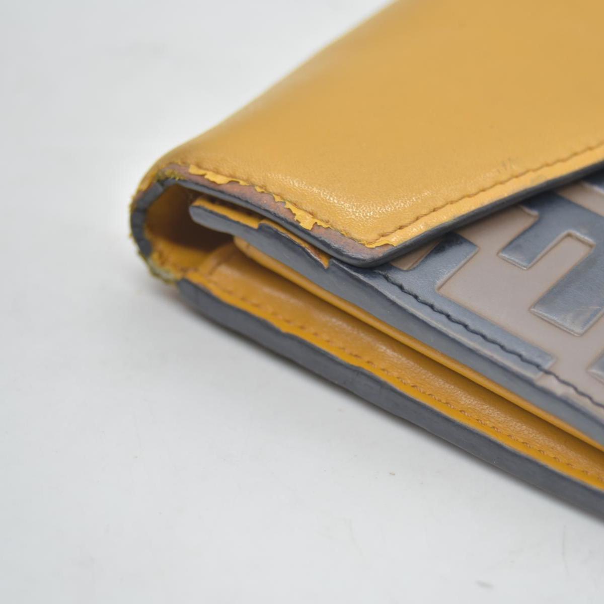 FENDI Zucca Leather Long Bifold Wallet Yellow