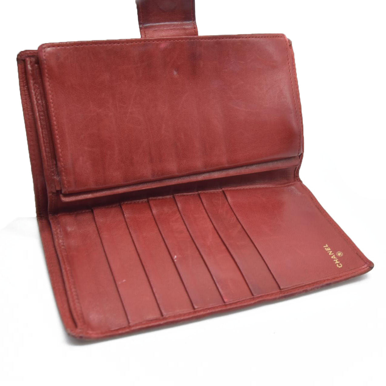 Chanel Chanel Red Lambskin Bicolore Wallet